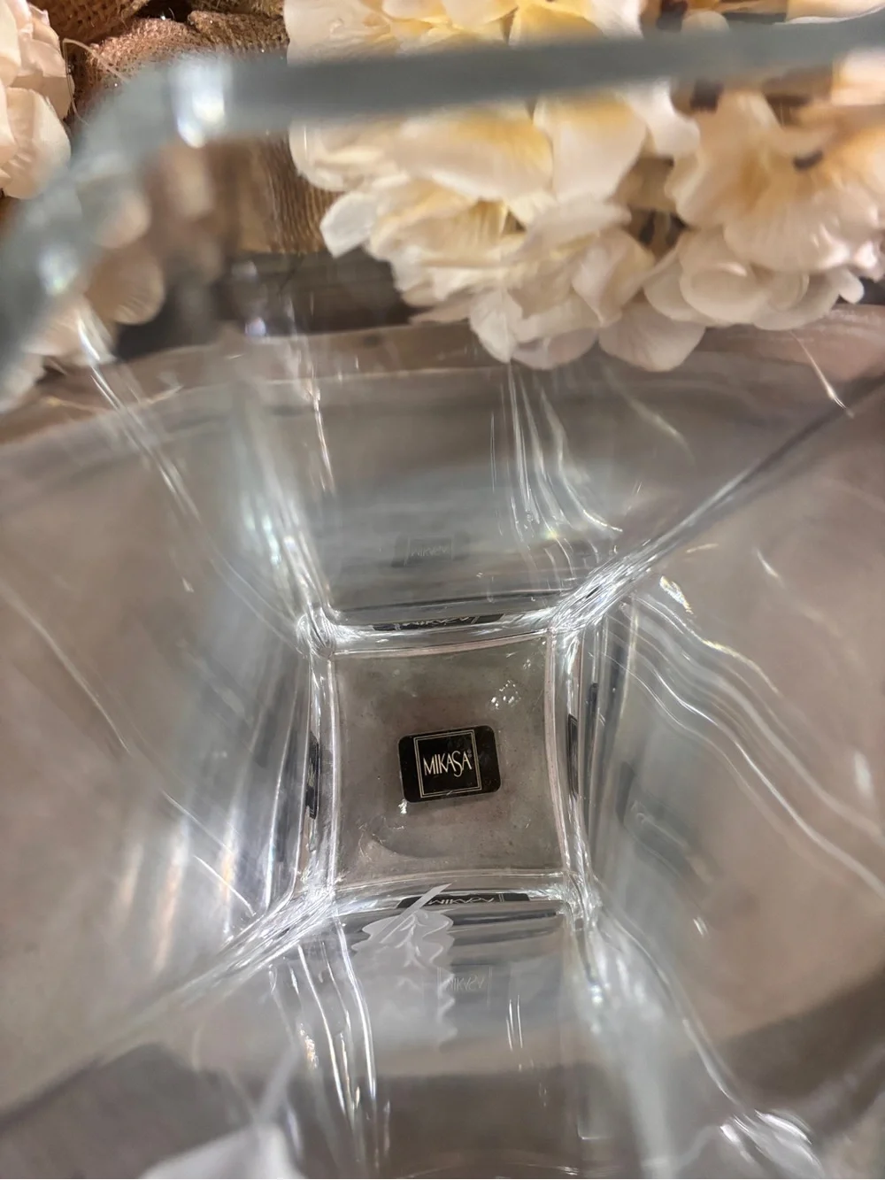 Mikasa Clear Glass Vase with White Etched Calla Lily